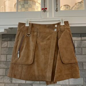 Free People Tan Faux Suede Skirt